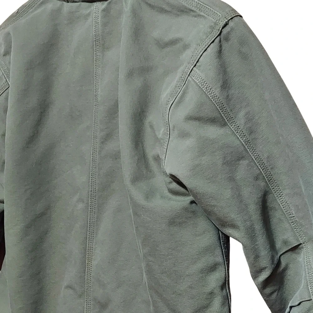 Carhartt Kids M 10/12 Sherpa Lined Hooded Canvas Work Jacket Parka Green RN13706